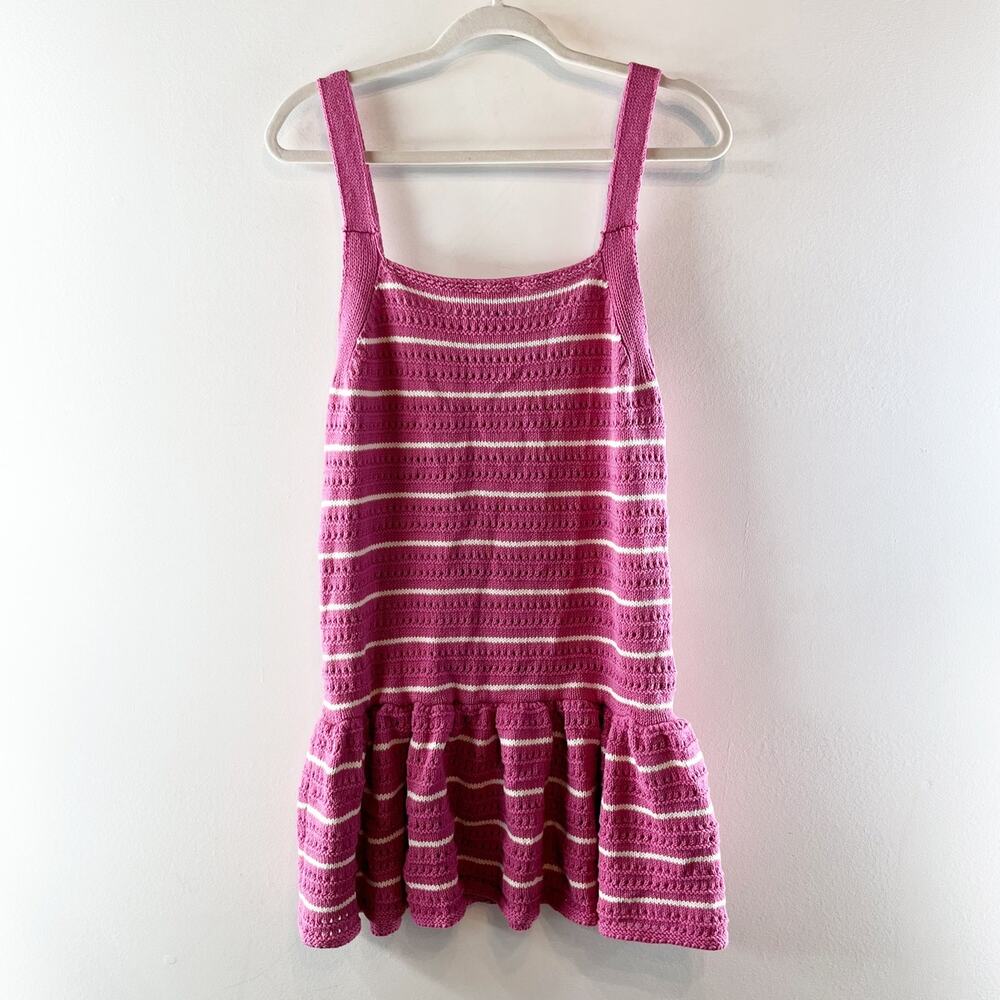 Celandine by Anthropologie Striped Sleeveless Crochet Minidress Pink White Large - Picture 5 of 6